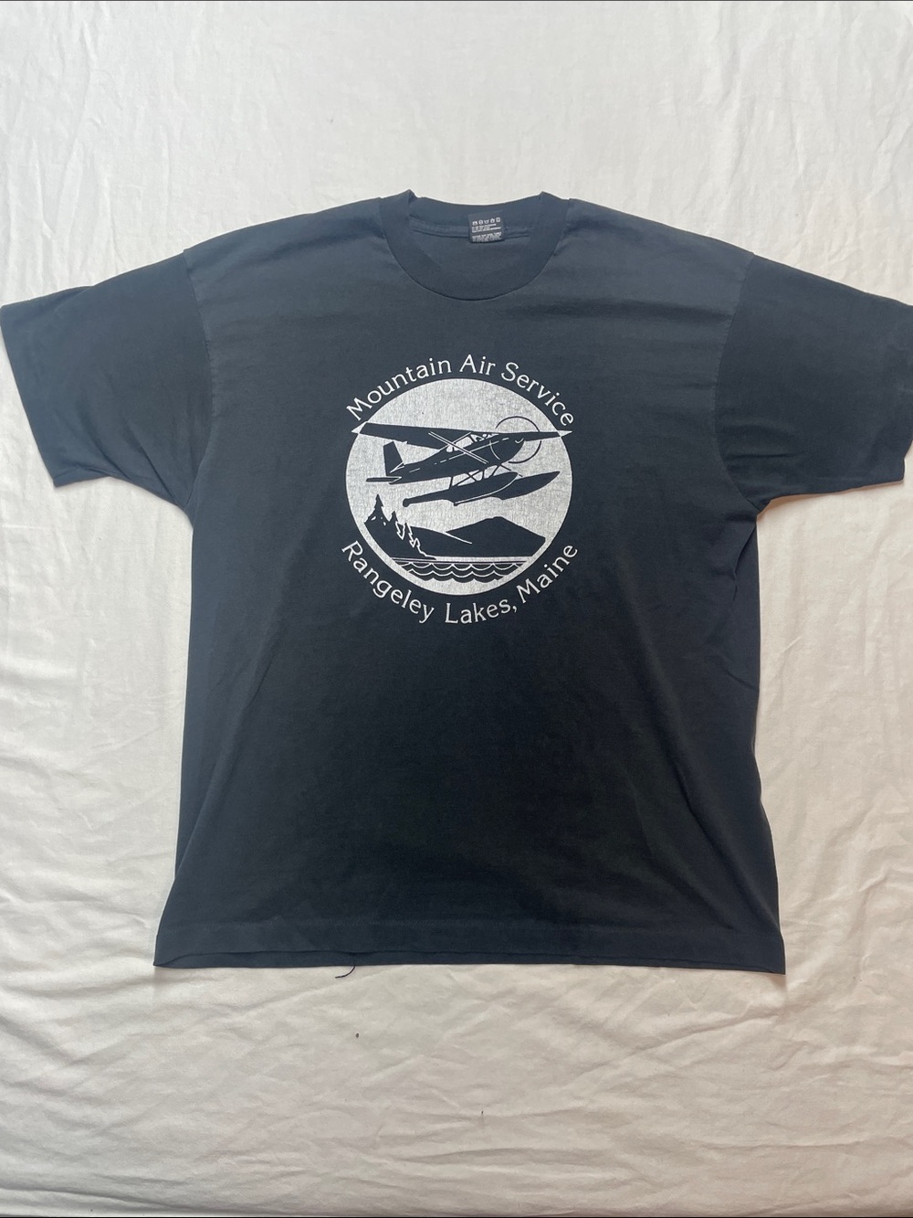 Mountain Air Service Rangeley Lakes Maine Black Sea Plane T-Shirt XL